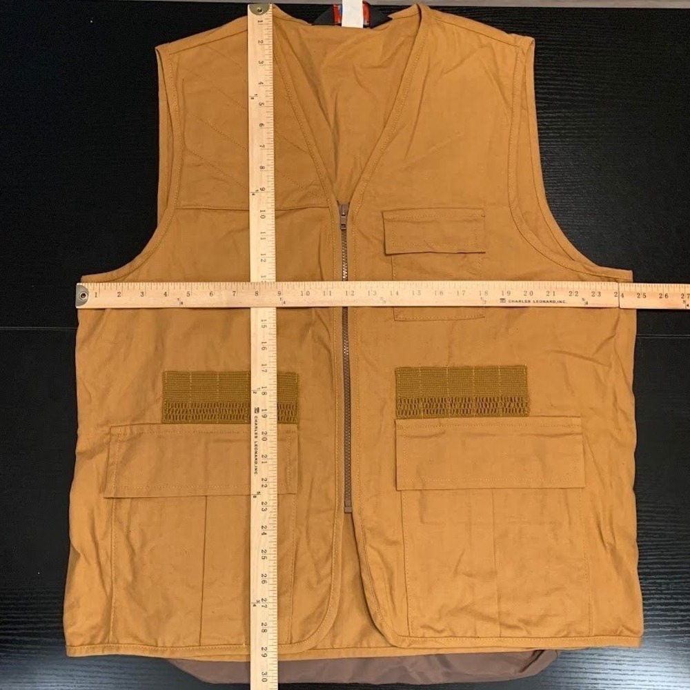 Vtg Blue Bill Canvas Hunting Vest Brown Zip Front Utility Cargo Pockets Men's XL - Picture 8 of 8